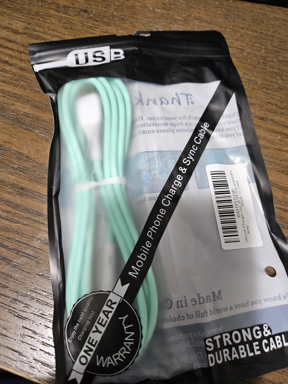 Mint Green USB Mobile Phone Charge & Sync Cable